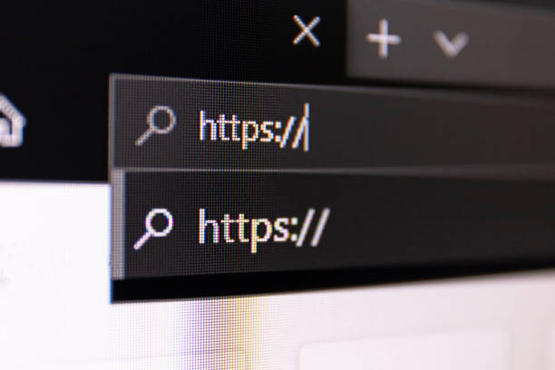 istock close-up of the address bar in a browser on a monitor screen with the HTTPS protocol 1179977223