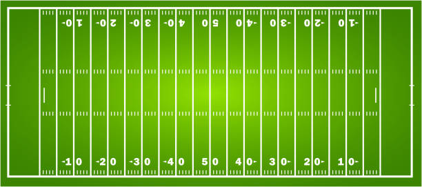 マーキング付きのアメリカンフットボールフィールドコンセプト。トップビューのサッカー場。ベクトルグラフィックス - sport match sideline competition点のイラスト素材／クリップアート素材／マンガ素材／アイコン素材