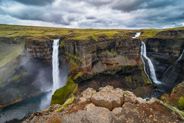 istock View on the Haifoss waterfall from the Fossa river in Iceland 1179978827