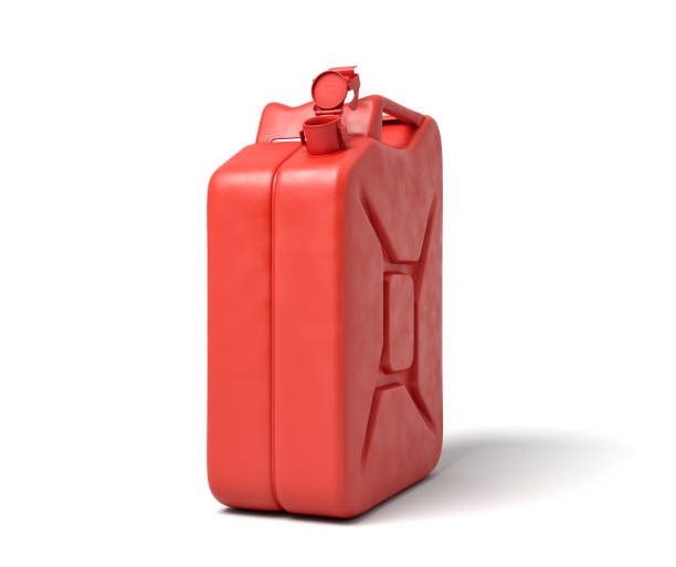 istock 3d rendering of open red gas can isolated on white background. 1179980225