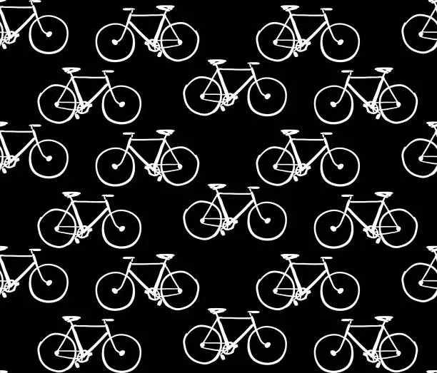 Vector illustration of Doodle Bicycle Seamless Pattern