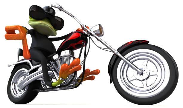 istock Fun frog on a motorcycle - 3D Illustration 1179981046