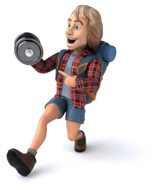 istock Man solo traveling backpacker - 3D Illustration 1179983067