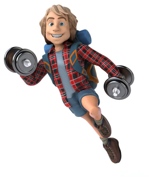 istock Man solo traveling backpacker - 3D Illustration 1179983077