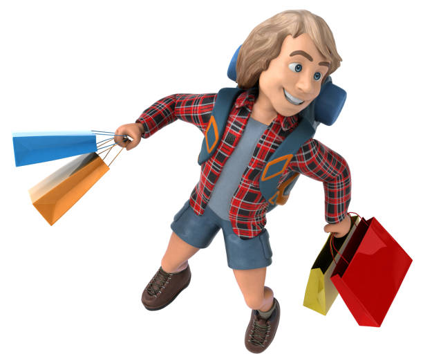 istock Man solo traveling backpacker - 3D Illustration 1179983121