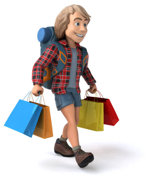 istock Man solo traveling backpacker - 3D Illustration 1179983122
