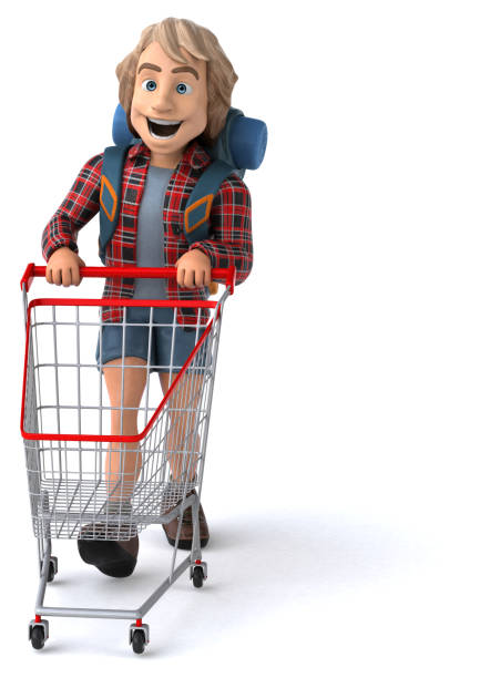 istock Man solo traveling backpacker - 3D Illustration 1179983135