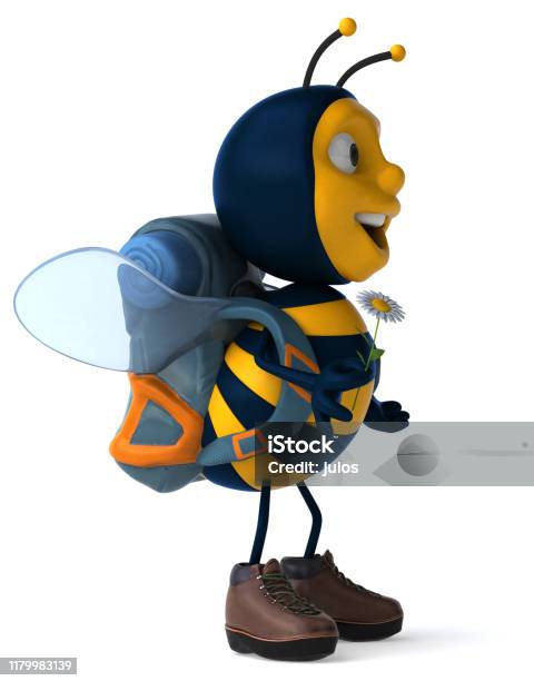 Bee Backpacker Fun Backpacker Bee 3d Illustration Stock Photo - Download Image Now ...