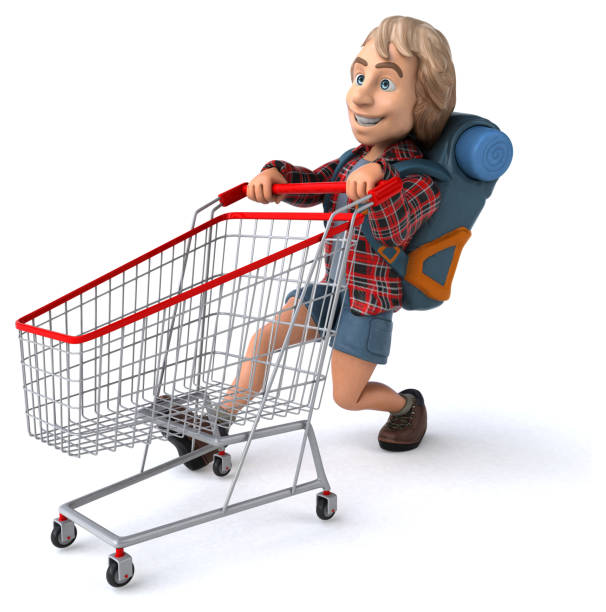 istock Man solo traveling backpacker - 3D Illustration 1179983166