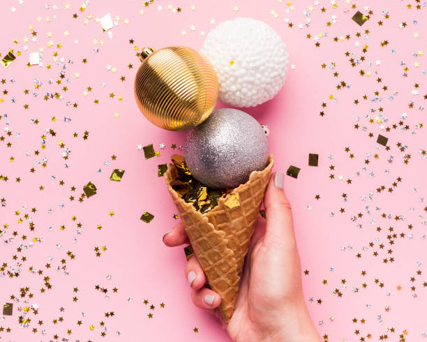 istock Close up of creative ice cream in waffle cone 1179985095
