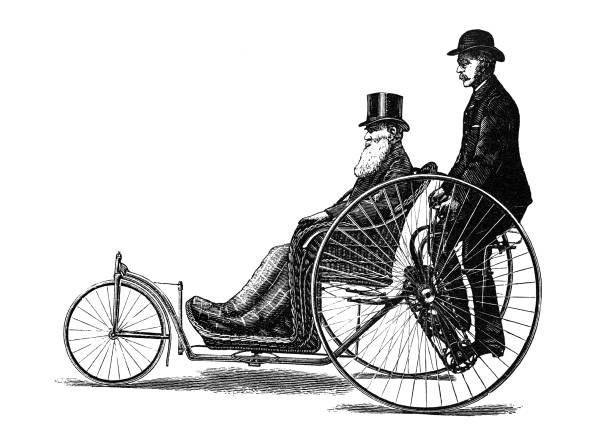 Tricycle coventry chair taxi Illustration from 19th century history illustrations stock illustrations