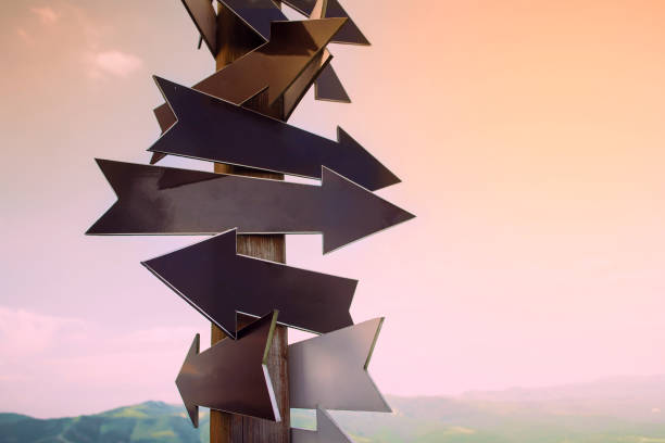 istock Pointers point to different directions. The concept of choice 1179991663