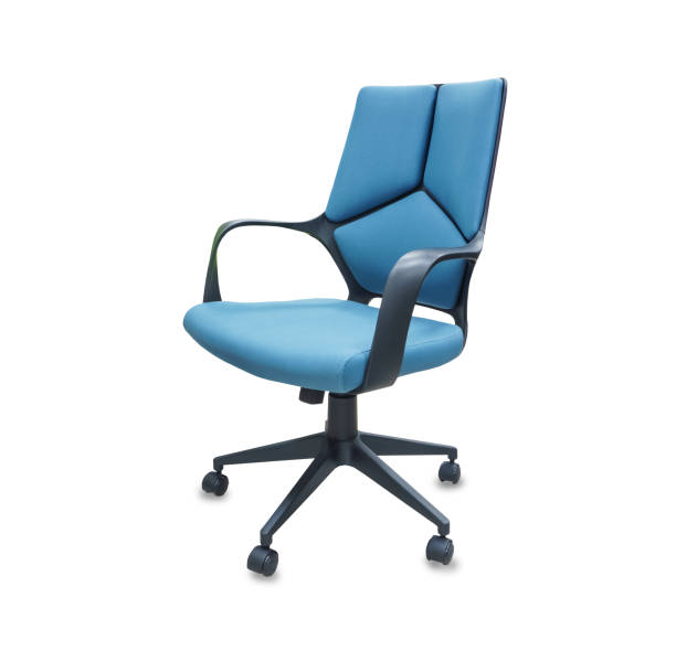 istock The office chair from blue cloth. Isolated over white 1179992519