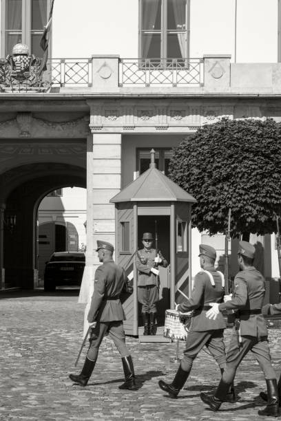 mudança da guarda no palácio de alexander-budapest - sandor palace - fotografias e filmes do acervo