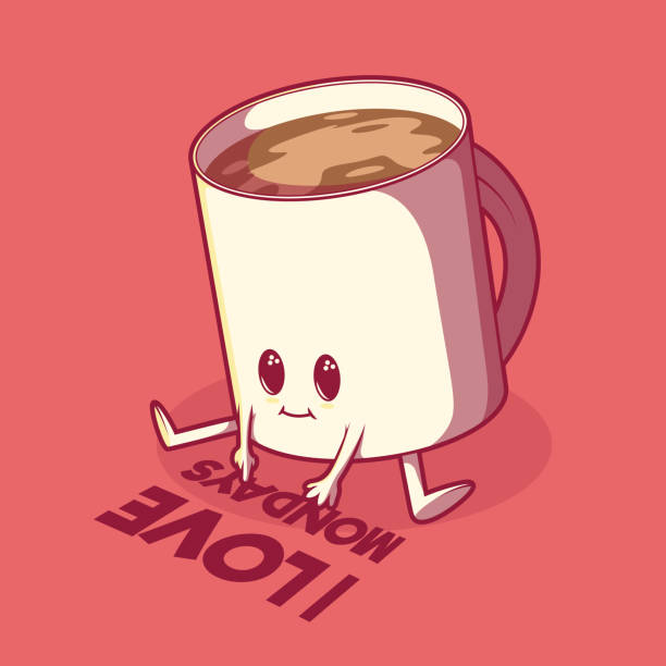 ilustrações, clipart, desenhos animados e ícones de copo de café que ama a ilustração do vetor de segunda-feira. - concepts humor ideas sadness
