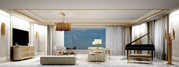 istock 3d render  classic home interior living and dining room 1179996124