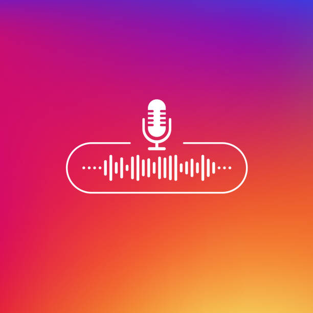 kuvapankkikuvitukset aiheesta podcast-viivan painike valkoinen värillinen liukuvärin taustalla. vektorikuva. - mikrofoni