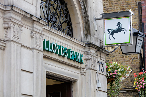 London, United Kingdom - August 20, 2019: Lloyds TSB bank in Birmingham, UK. Lloyds Banking Group had GBP 23.5 billion of revenue in 2011