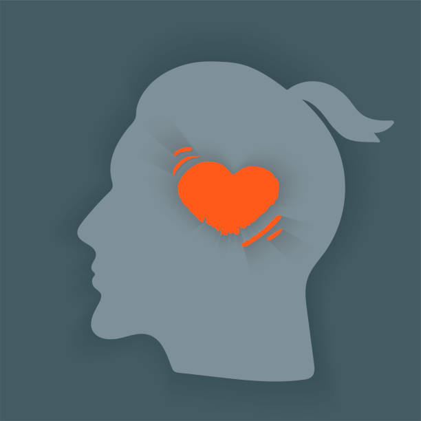 istock Boring headache.Headache icon. Abstract minimal illustration of young man with red drill in his head suffers from headache. Design template for medicine or therapy for headache. 1180006494