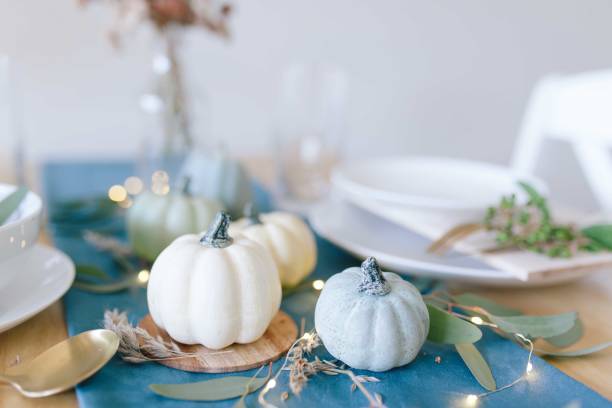 istock Teal and blue pumpkins Thanksgiving 1180007894