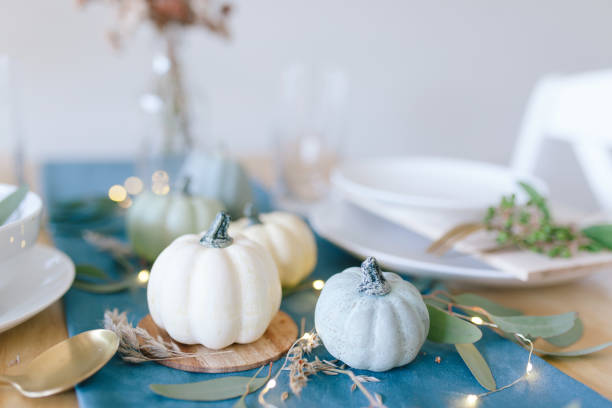 istock Teal and blue pumpkins Thanksgiving 1180008960