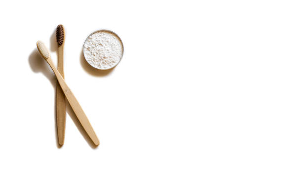 istock Two bamboo toothbrush isolated on white background. 1180011031