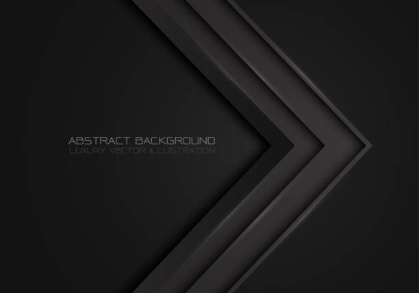 istock Abstract dark grey arrow metallic direction on black design modern luxury futuristic background vector illustration. 1180014554