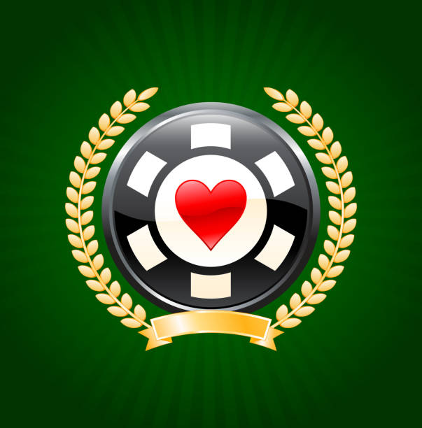 istock Heart poker chip on green royalty free vector Background 118001503