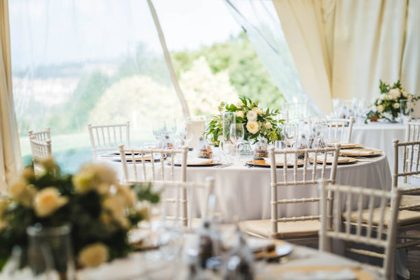 istock Luxury wedding table decoration. Special event table set up. Fresh flower decoration. 1180016488
