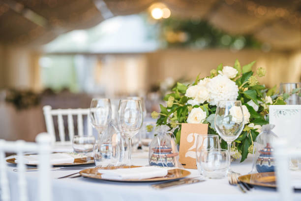 istock Luxury wedding table decoration. Special event table set up. Fresh flower decoration. 1180016490