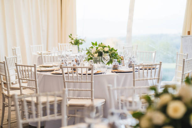 istock Luxury wedding table decoration. Special event table set up. Fresh flower decoration. 1180016497