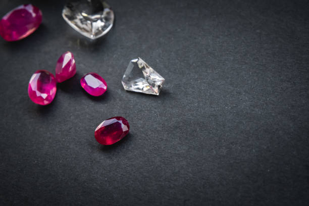 istock Collection of Red ruby and topaz, Precious real stones. 1180016905