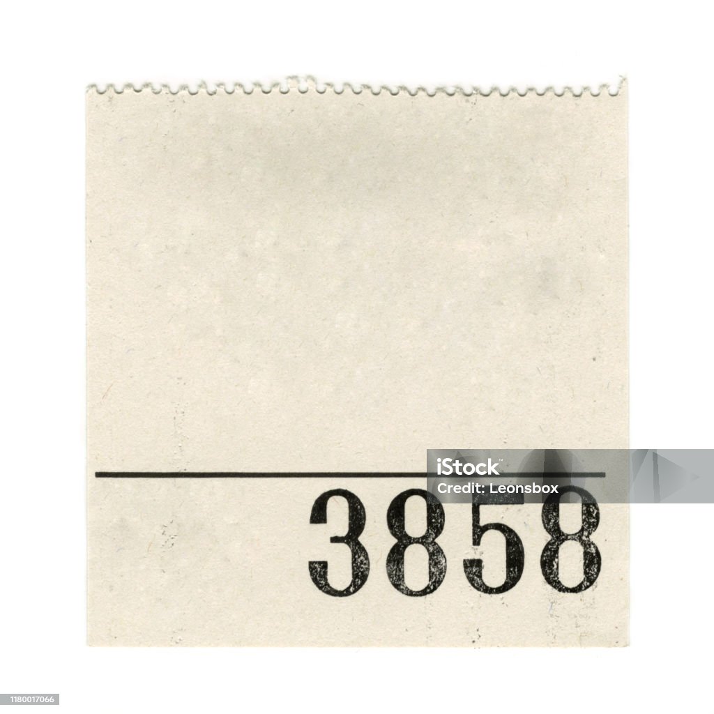 Old admission ticket with copy space isolated on white background, XXL Size Old admission ticket isolated on white background, XXL Size Label Stock Photo
