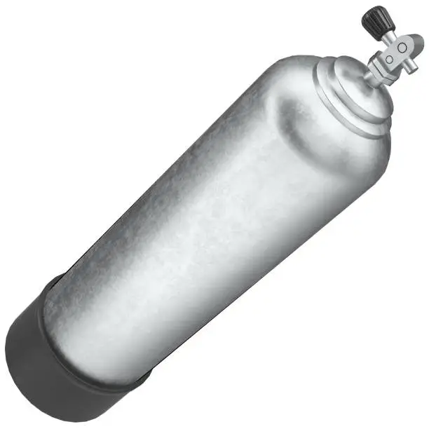 3D rendering illustration of a scuba diving tank gas cylinder
