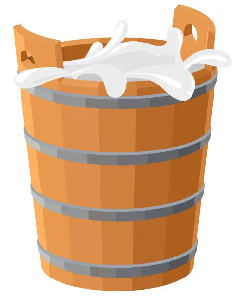 Vector illustration of Milk Wooden Bucket