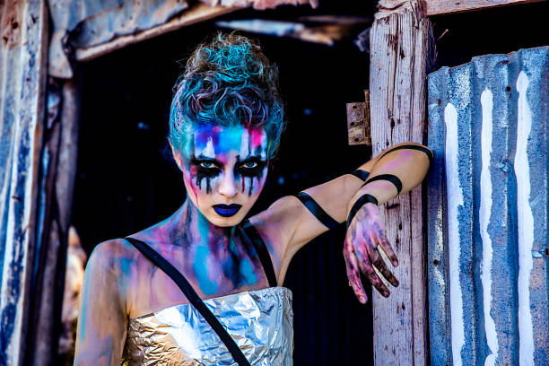 istock Creative fantasy Halloween face art colorful makeup 1180024817