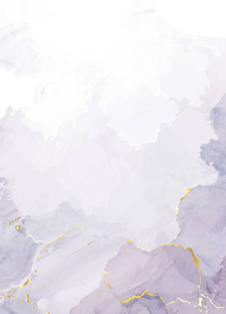 ilustrações, clipart, desenhos animados e ícones de cartão roxo malva do projeto do vetor da pintura do líquido da aguarela. - illustration and painting old fashioned purple vertical