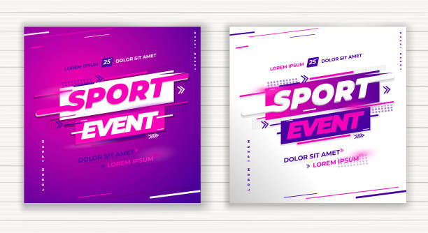 sport event design vector sport event design vector, annual year, in the any club location, all age, with colorful purple and pink, clean and clear design, can used for flyer banner and more match sport stock illustrations
