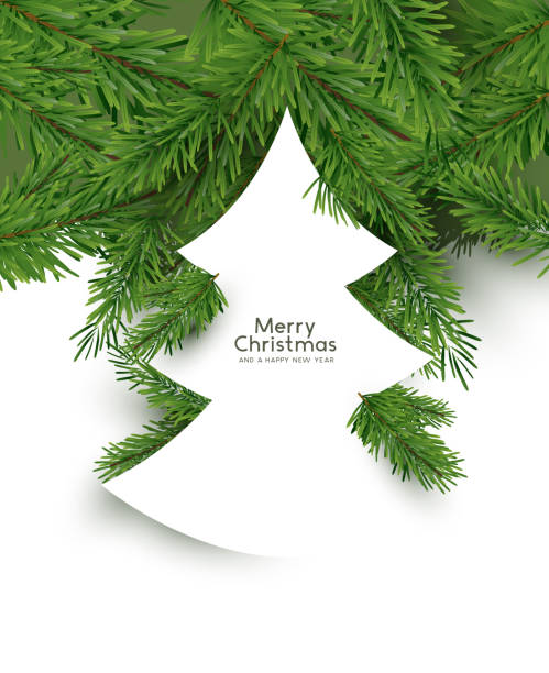 Merry Christmas Pine Tree Shape Concept vector art illustration