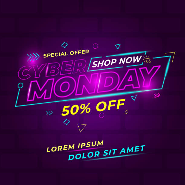 cyber Monday design conceptual cyber Monday design conceptual modern clean and simple, with trend effect design, for promotion cyber monday stock illustrations