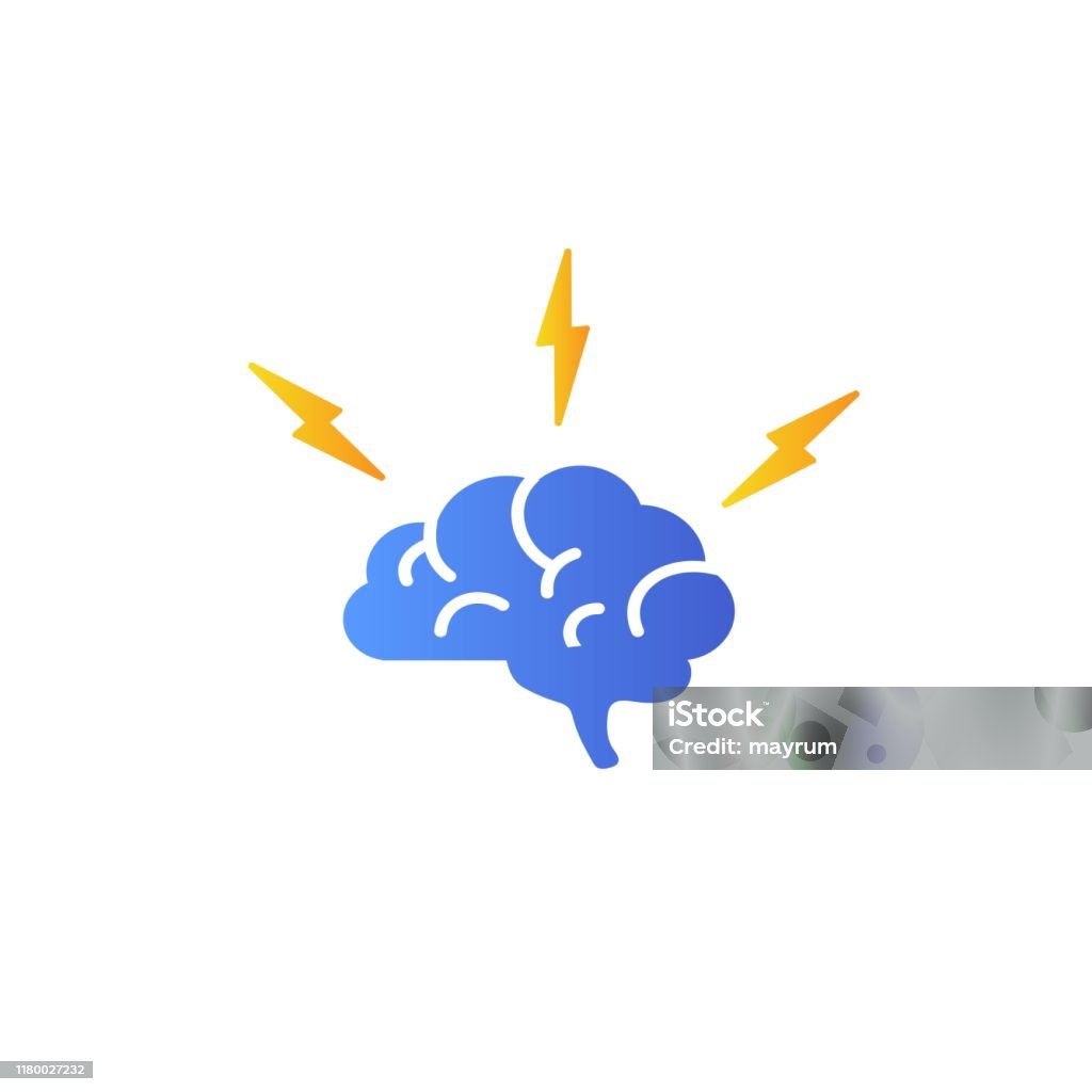 Brain with lightning, brainstorming vector icon vector icon Emotional Stress stock vector Brain with lightning, brainstorming vector icon vector icon Emotional Stress stock vector