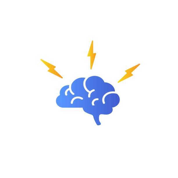 Brain with lightning, brainstorming vector icon vector icon Brain with lightning, brainstorming vector icon vector icon headache stock illustrations