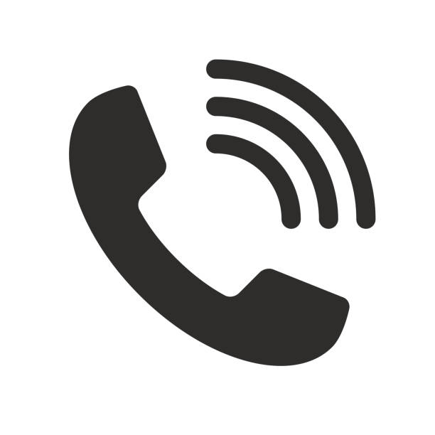 telefon z ikoną symbolu fal - czarny prosty, izolowany - wektorowa ilustracja - telephone icon stock illustrations