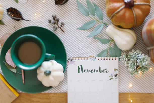 istock Autumn table decoration with pumpkins and eucalyptus leaves 1180028896