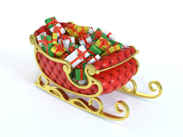 istock Christmas Santa sleigh full of gift boxes 1180031648