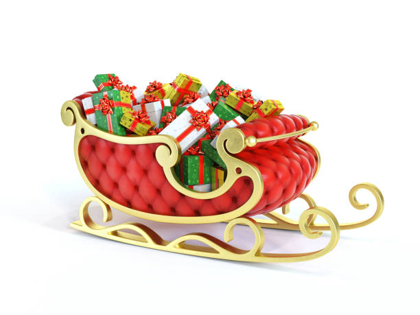 istock Christmas Santa sleigh full of gift boxes 1180031657