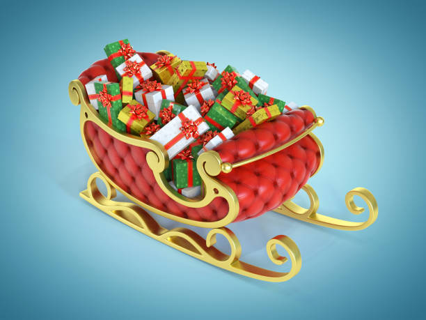istock Christmas Santa sleigh full of gift boxes 1180031790