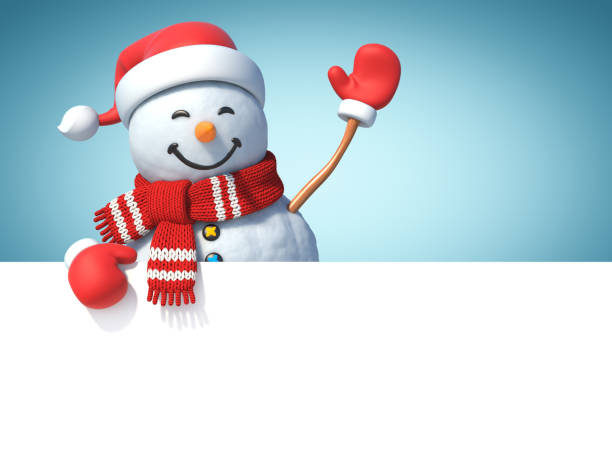 istock Snowman behind blank white poster 1180031852