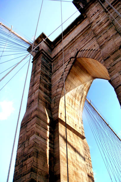 ponte di brooklyn - new york city skyline manhattan skyscraper foto e immagini stock