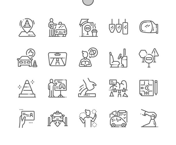 Driving School Well-crafted Pixel Perfect Vector Thin Line Icons 30 2x Grid for Web Graphics and Apps. Simple Minimal Pictogram Driving School Well-crafted Pixel Perfect Vector Thin Line Icons 30 2x Grid for Web Graphics and Apps. Simple Minimal Pictogram school id card stock illustrations
